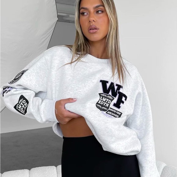 White Fox Part Of History Oversized Sweater Grey Marle - Picture 1 of 1